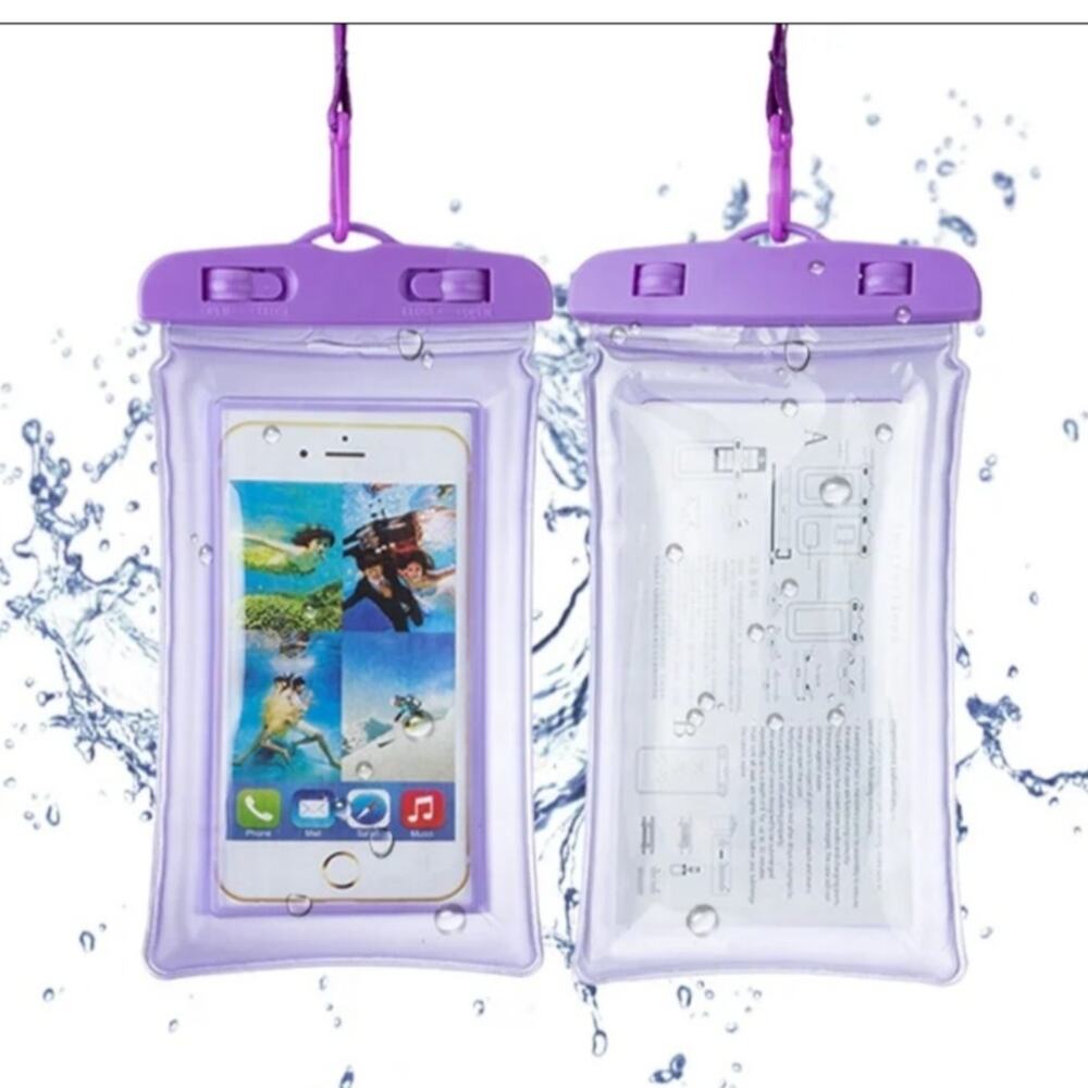 Mobile Phone Dry Bag Touch Screen Pouch, Transparent Floating Waterproof ~Purple